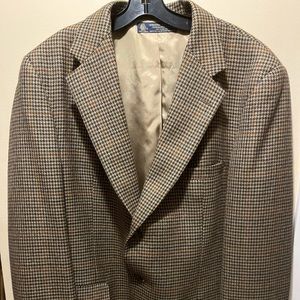Brooks Brothers Men Pure Wool Brown Houndstooth Blazer Jacket Sport Coat size 46